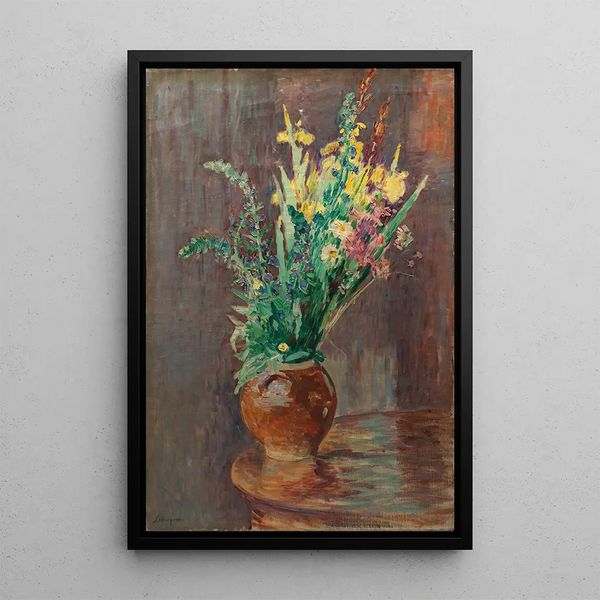 Gerbe de fleurs dans un pot - Henri Lebasque — gerahmtes Bild an der Wand