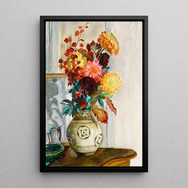 Vase de chrysanthèmes - Henri Lebasque — gerahmtes Bild an der Wand