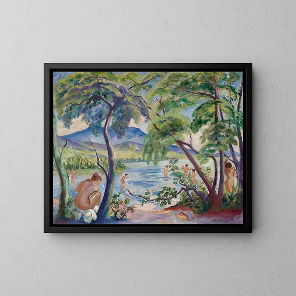 Landschaft mit Badenden - Henri Manguin — gerahmtes Bild an der Wand
