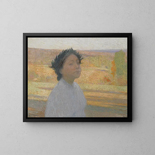 Buste de jeune fille avec une couronne de laurier - Henri Martin — gerahmtes Bild an der Wand