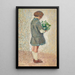 Mädchen im Schulmädchen-Overall, das einen Blumenstrauß hält - Henri Martin — gerahmtes Bild an der Wand