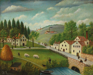 Henri Rousseau - Pastoral landscape with stream fisherman and strollers.webp