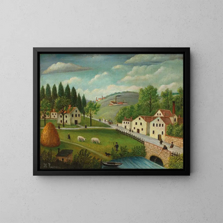 Henri Rousseau - Pastoral landscape with stream fisherman and strollers.webp