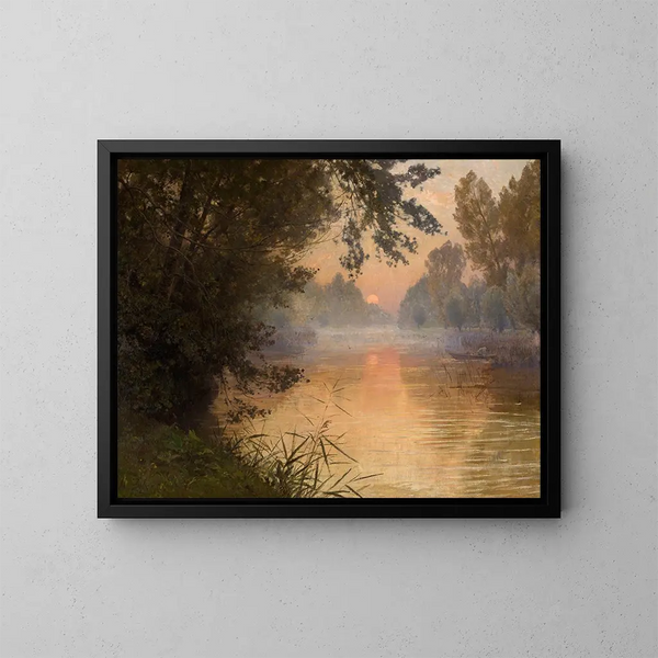 Sonnenuntergang an den Ufern des Loing - Henri Zuber — gerahmtes Bild an der Wand