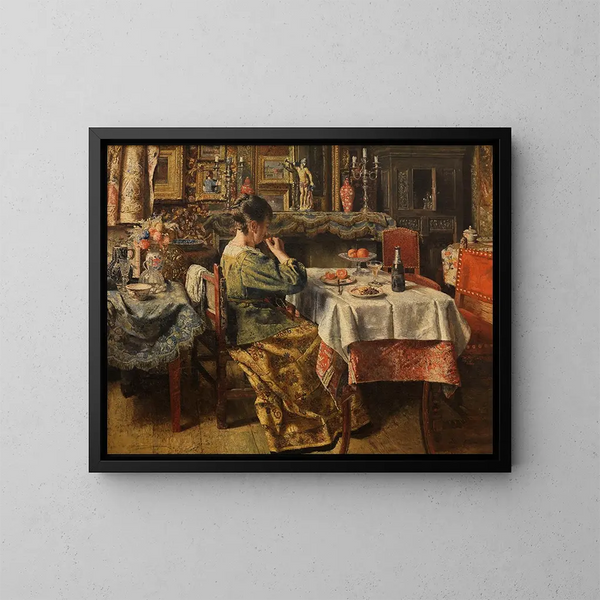 Das Mahl - Henri de Braekeleer — gerahmtes Bild an der Wand