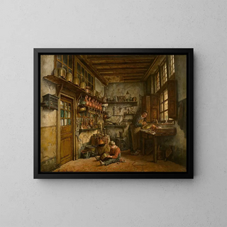 Der Heimwerker - Henri de Braekeleer — gerahmtes Bild an der Wand