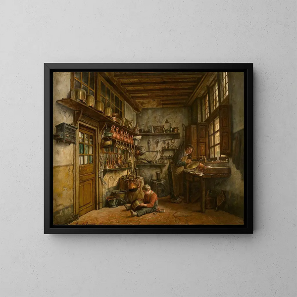 Der Heimwerker - Henri de Braekeleer — gerahmtes Bild an der Wand