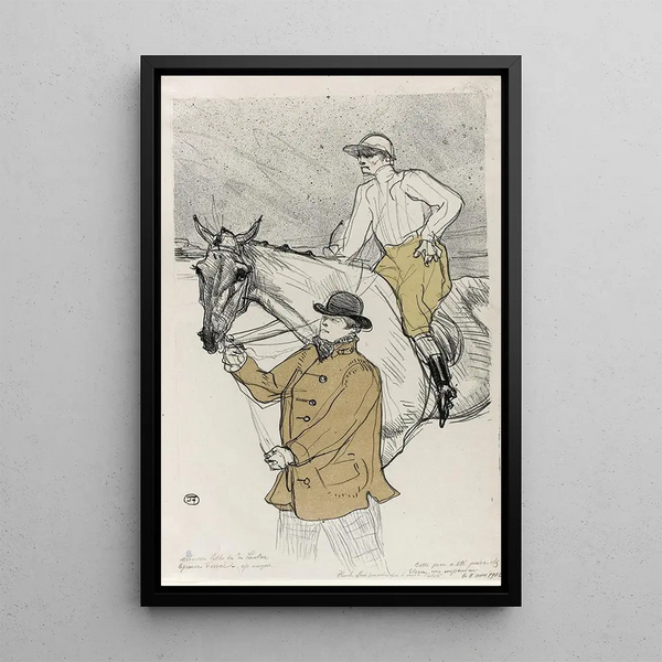 Der Jockey, der zum Ziel läuft - Henri de Toulouse-Lautrec — gerahmtes Bild an der Wand