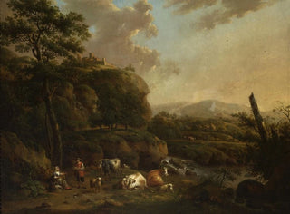 Landschaft mit Bergen und Hirten - Henricus Josephus Antonissen — Ansicht des Kunstwerks