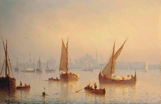 Henriette Gudin - Vessels on the Bosphourus Hagia Sophia Mosque beyond.webp