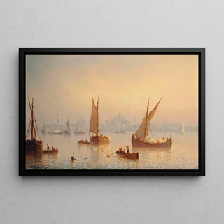 Henriette Gudin - Vessels on the Bosphourus Hagia Sophia Mosque beyond.webp