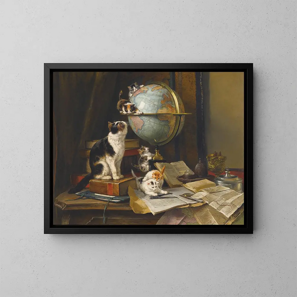 Les globe-trotters - Henriette Ronner-Knip — gerahmtes Bild an der Wand