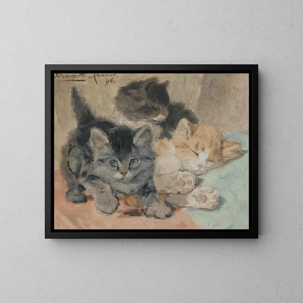 Drei Kätzchen - Henriette Ronner-Knip — gerahmtes Bild an der Wand