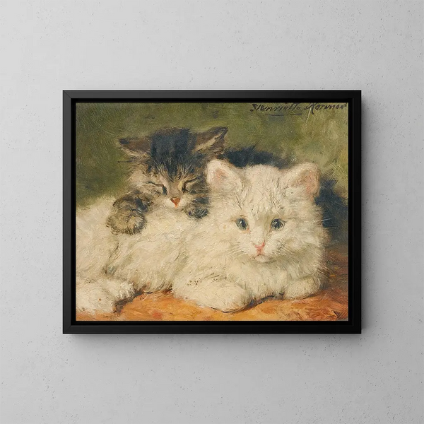 Zwei Kätzchen - Henriette Ronner-Knip — gerahmtes Bild an der Wand