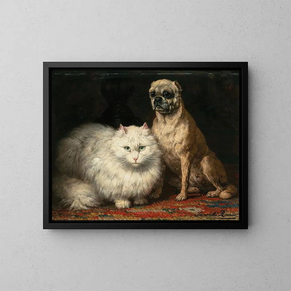 Zwei Freunde - Henriette Ronner-Knip — gerahmtes Bild an der Wand