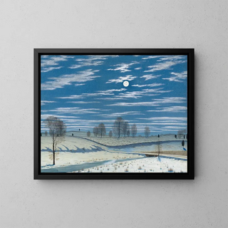 Winterlandschaft bei Mondschein - Henry Farrer — gerahmtes Bild an der Wand