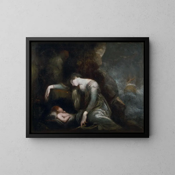 Danaé und Perseus auf Serifos - Henry Fuseli — gerahmtes Bild an der Wand