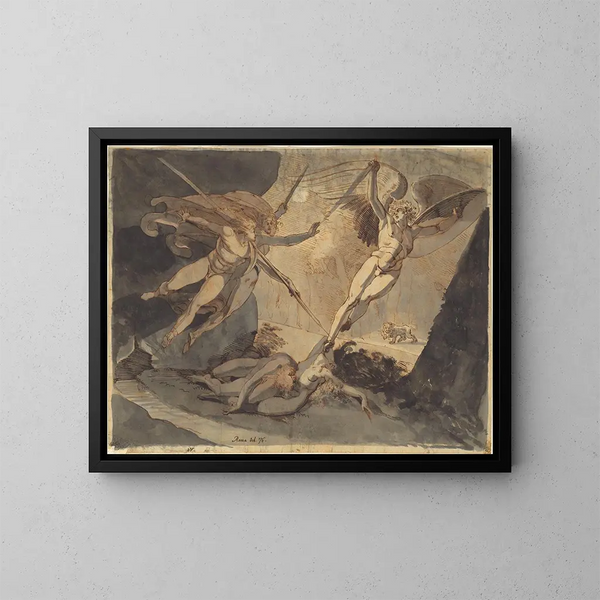 Satan beginnt mit dem Kontakt des Speers von Ithuriel - Henry Fuseli — gerahmtes Bild an der Wand