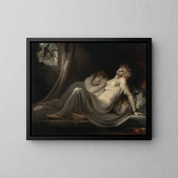 L Incube verlässt zwei junge Frauen - Henry Fuseli — gerahmtes Bild an der Wand