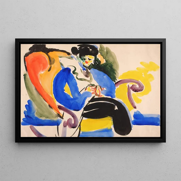 Kalligraphie 2 Frau auf Stuhl - Henry Lyman Saen — gerahmtes Bild an der Wand
