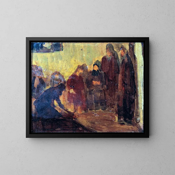 Studie des Christus, der den Füßen der Jünger wäscht - Henry Ossawa Tanner — gerahmtes Bild an der Wand
