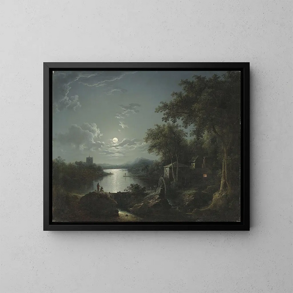 Fischerei bei Mondschein am Ufer - Henry Pether — gerahmtes Bild an der Wand