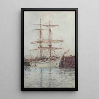 Henry Scott Tuke - A Windjammer Moored In Falmouth Harbour.webp