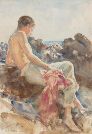 Henry Scott Tuke - A bather on the rocks.webp