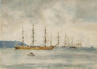 Henry Scott Tuke - Windjammers In Falmouth Harbour.webp