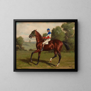 Eurus mit Reiter im Sattel - Henry Stull — gerahmtes Bild an der Wand