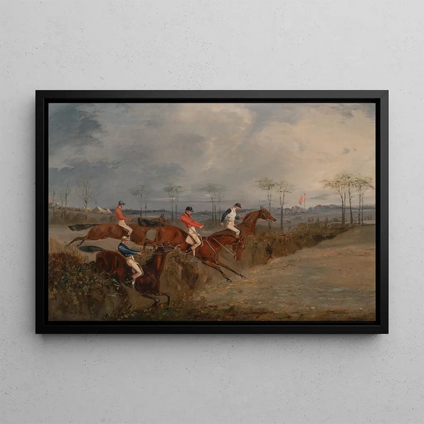 Szenen eines Hindernislaufs, eine andere Hürde - Henry Thomas Alken — gerahmtes Bild an der Wand