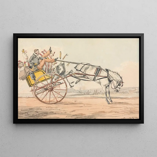 Entdeckungen im Sport oder die Leiden der Fahrt, Sie entdecken, dass die Zügel unter seinem Schwanz sind - Henry Thomas Alken — gerahmtes Bild an der Wand
