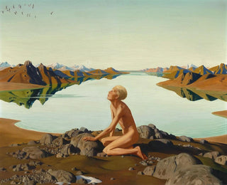 Der Vogelflug, Junge am Ufer eines Bergsees - Herbert von Reyl-Hanisch — Ansicht des Kunstwerks