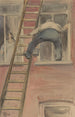 Laveur de vitres - Herman Heijenbrock — gerahmtes Bild an der Wand