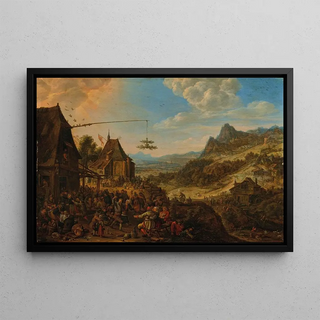 Herman Saftleven - A Rhenish landscape with a village festival.webp