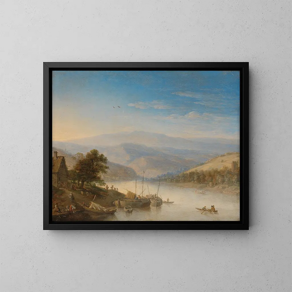 Blick auf den Rhein bei Andernach - Herman Saftleven — gerahmtes Bild an der Wand