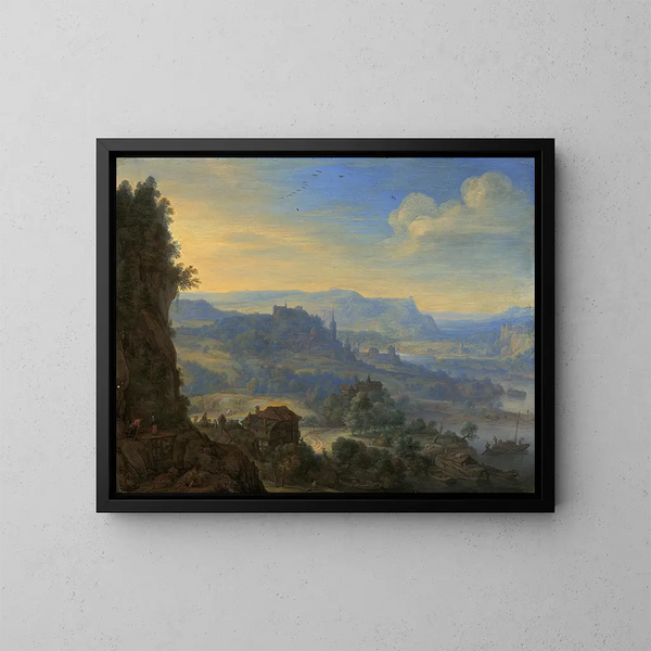 Fantasie-Flusslandschaft - Herman Saftleven — gerahmtes Bild an der Wand