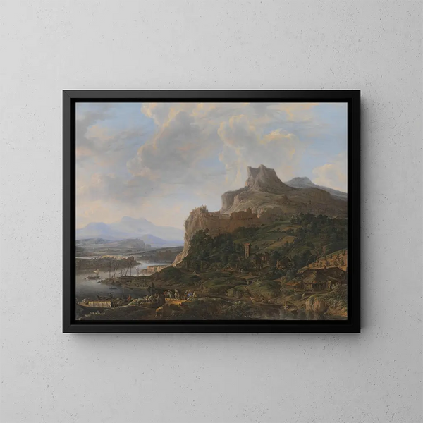 Landschaft am Rhein - Herman Saftleven — gerahmtes Bild an der Wand