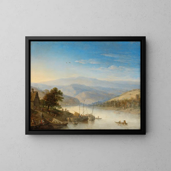 Ansicht des Rheins bei Andernach - Herman Saftleven — gerahmtes Bild an der Wand