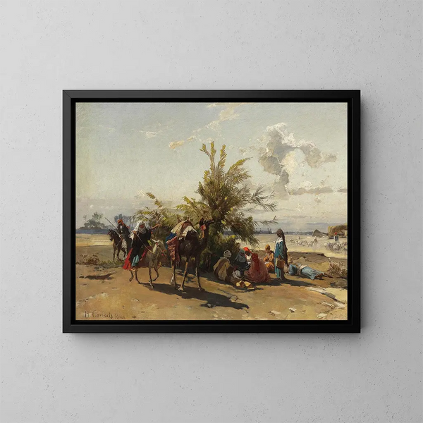 eines Camps in einer Oase - Hermann David Salomon Corrodi — gerahmtes Bild an der Wand
