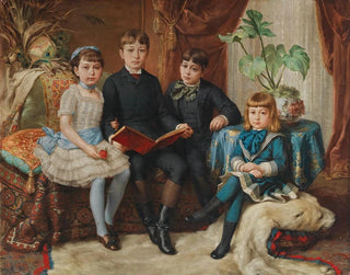 Hermann Nigg - Four Siblings On A Polar Bear Skin Rug.webp