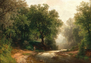 Hermann Pohle - A Fisherman by a Mountain Creek.webp