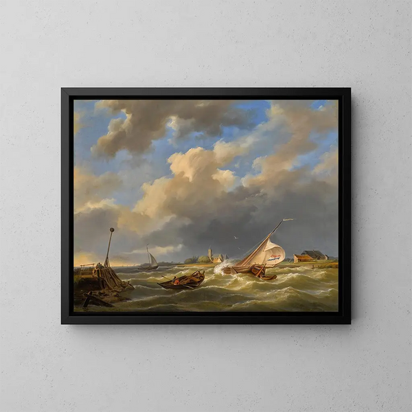 Bateaux en mer - Hermanus Koekkoek — gerahmtes Bild an der Wand