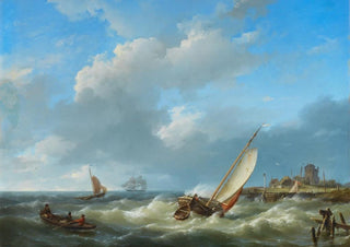 Hermanus Koekkoek - Fishing vessels in a squall.webp