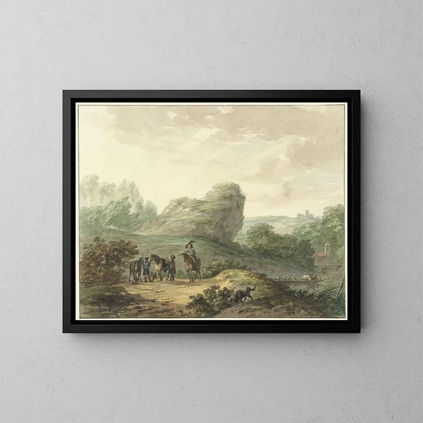 Landschaft mit Reitern - Hermanus Numan — gerahmtes Bild an der Wand