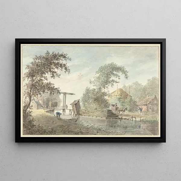 Hermanus Petrus Schouten - Boerderij aan een vaart met een ophaalbrug.webp