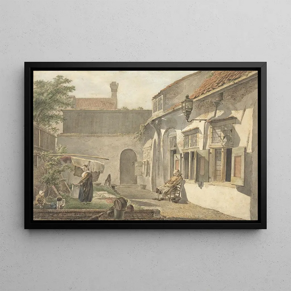 Hermanus van Brussel - Binnenplaatsje met figuren te Utrecht.webp