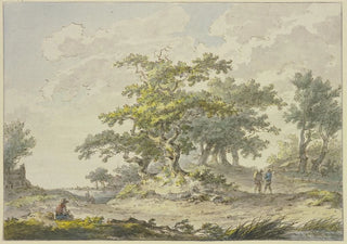 Hermanus van Brussel - Gruppen von Eichbumen rechts zwei Wanderer links eine sitzende Figur.webp