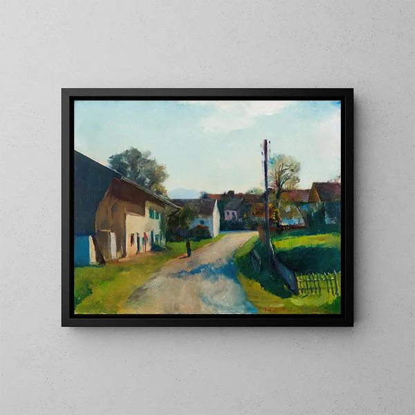 Rue Orts à Gstadt am Chiemsee - Hiasl Maier-Erding — gerahmtes Bild an der Wand