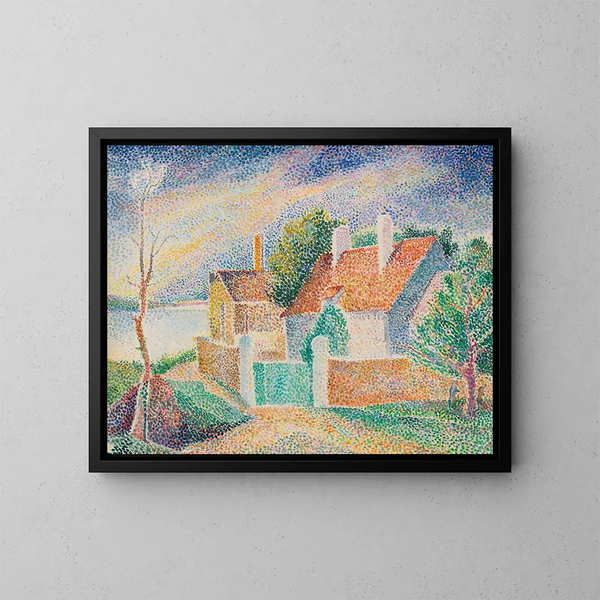 Häuser am Seeufer - Hippolyte Petitjean — gerahmtes Bild an der Wand
